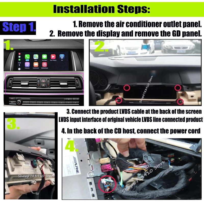 Apple CarPlay sem fio com câmera reversa, adaptador de interface Android Auto, BMW Série 5 F10 F11 F15 F07 F18 G30 G31 BNT CIC EVO