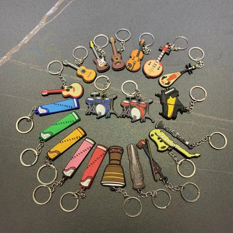 Description Picture 5 of itempiano Guitar Keychain Punk Violin Musical Instrument Silicone Pendant Keyring Guzheng Holder Friends Gifts Bag Jewelry souvenir