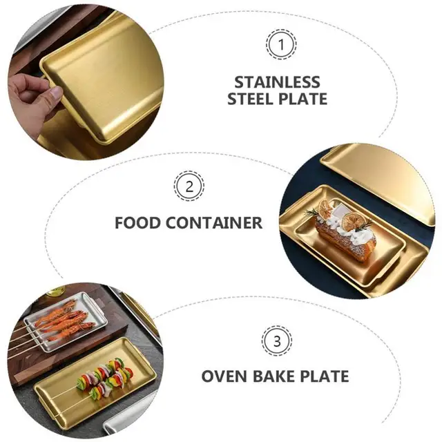 Frcolor Trays Plate Tray Dredging Kitchen Pan Stainless Breading Pans  Bakeware Bake Supplies Barbecue Sushi Rustproof Food 