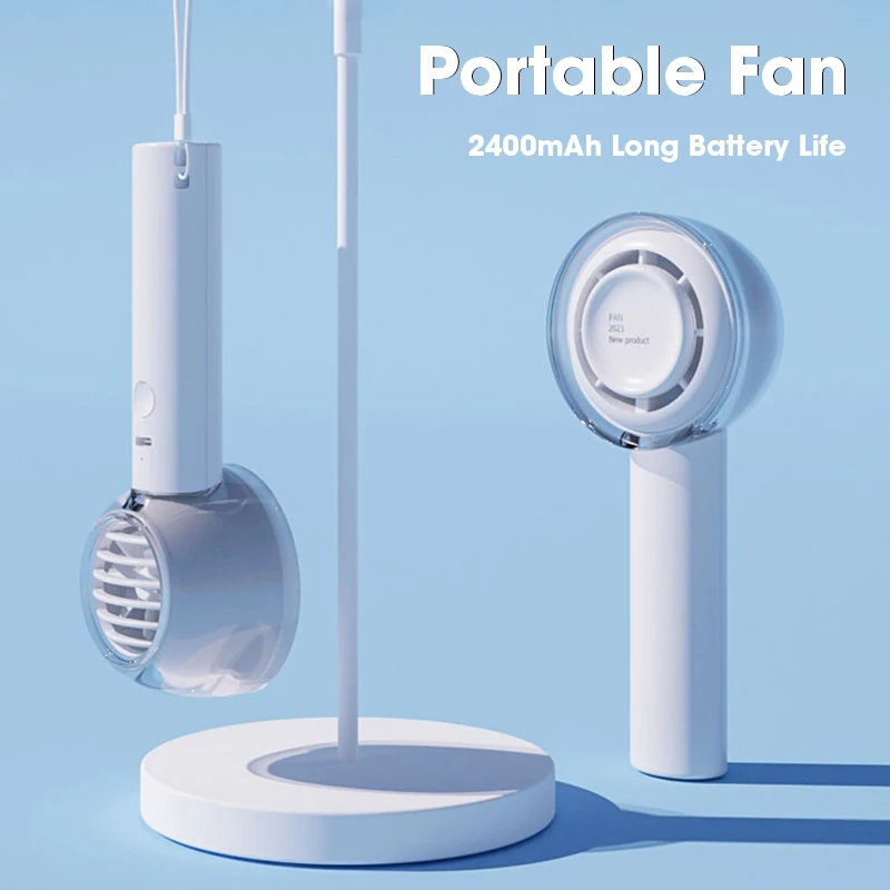 1200mAh Handheld Fan USB Rechargeable Small Desk Fan Portable Cooling Cooler Fan For Home Office Travel Mini Silent Fan