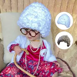 Hats Baby Hat Knitted Cute Beanie Kids Boy Girl Old Lady Woman Curly Hair Wig Cap Skullies Beanies Winter Children and Caps Acce
