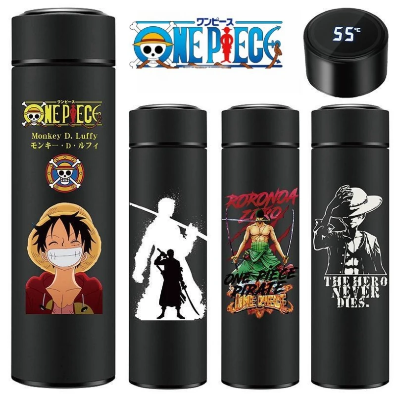 

One Piece Animation Peripheral Water Cup Luffy Zoro Sabo Food Stainless Steel Portable Smart Student Cartoon Thermos Cup Gift