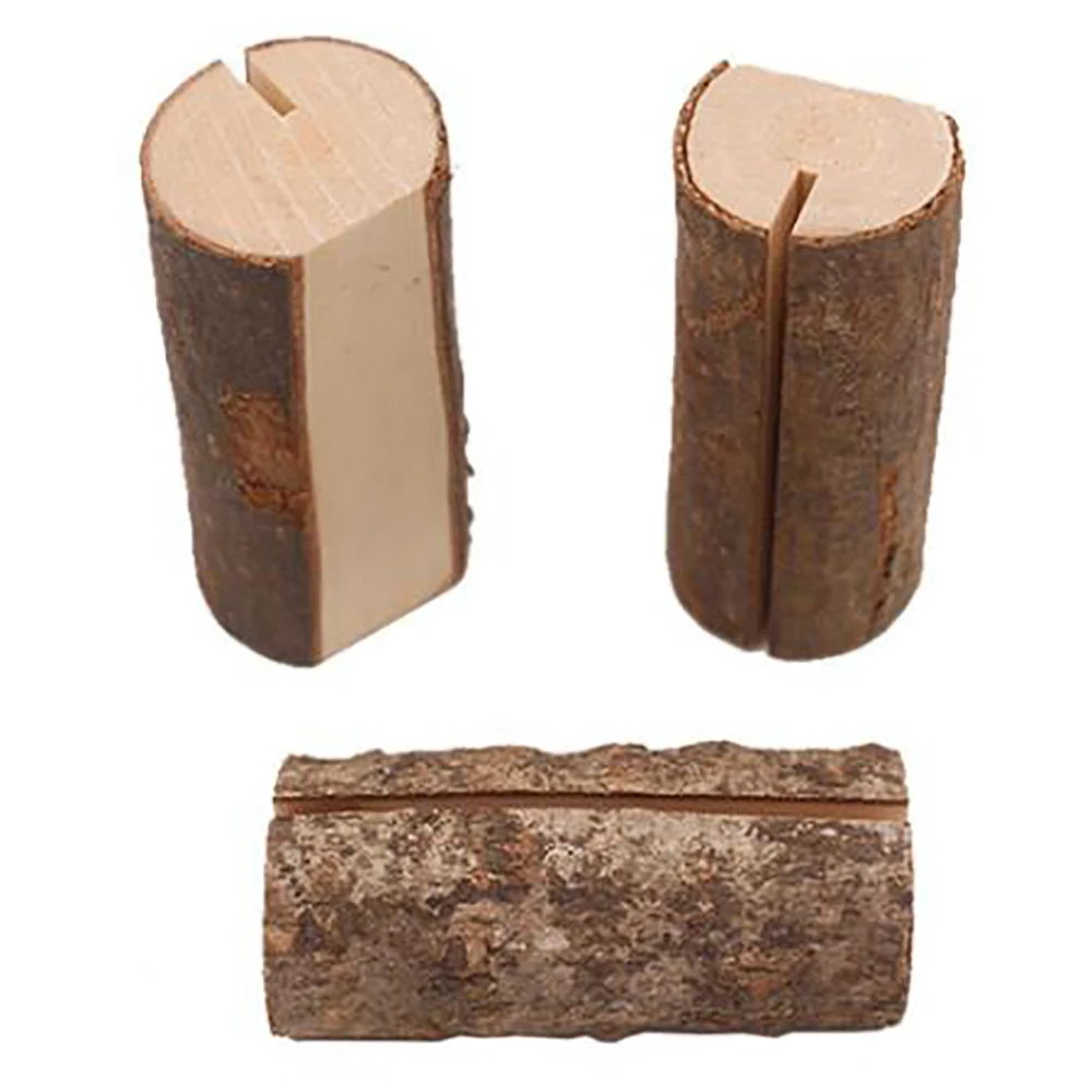 Wooden Name Place Card Holder Stand Table Menu Wood Photos Natural Folder Rustic Clips Party Wedding Party Desktop Decor 10pcs