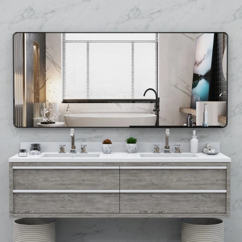 

72x32 Inch Wall Bathroom Vanity Mirror Fogless Shower Black Large Decorative Vanity Mirror Bedroom Living Room Bathroom Items