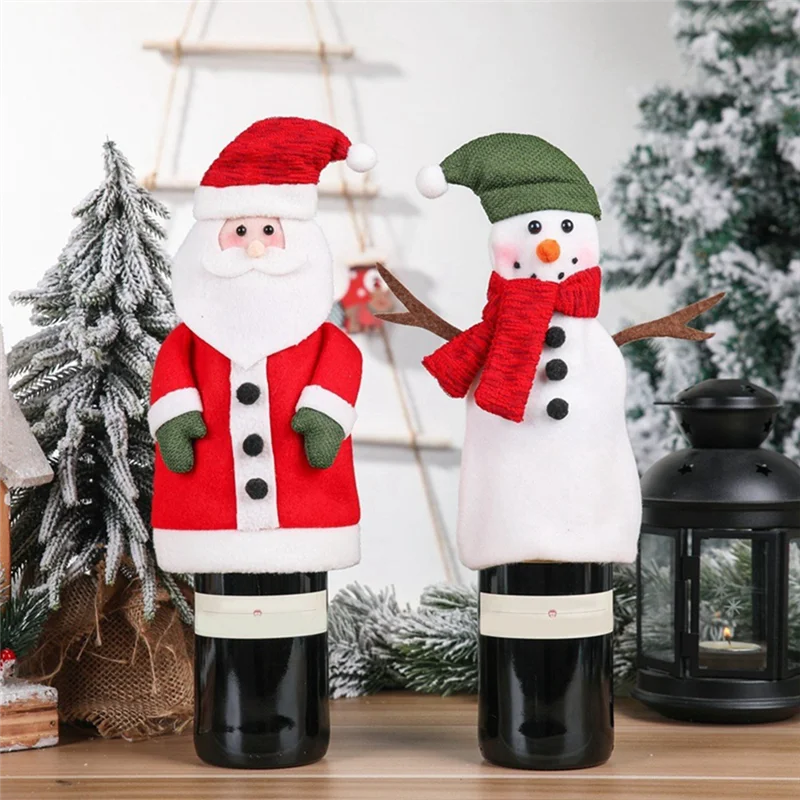 Christmas Wine Bottle Cover Clothing Bottle Dress Santa Wine Bag Wrap For Christmas Holiday Party Table Decor Durable