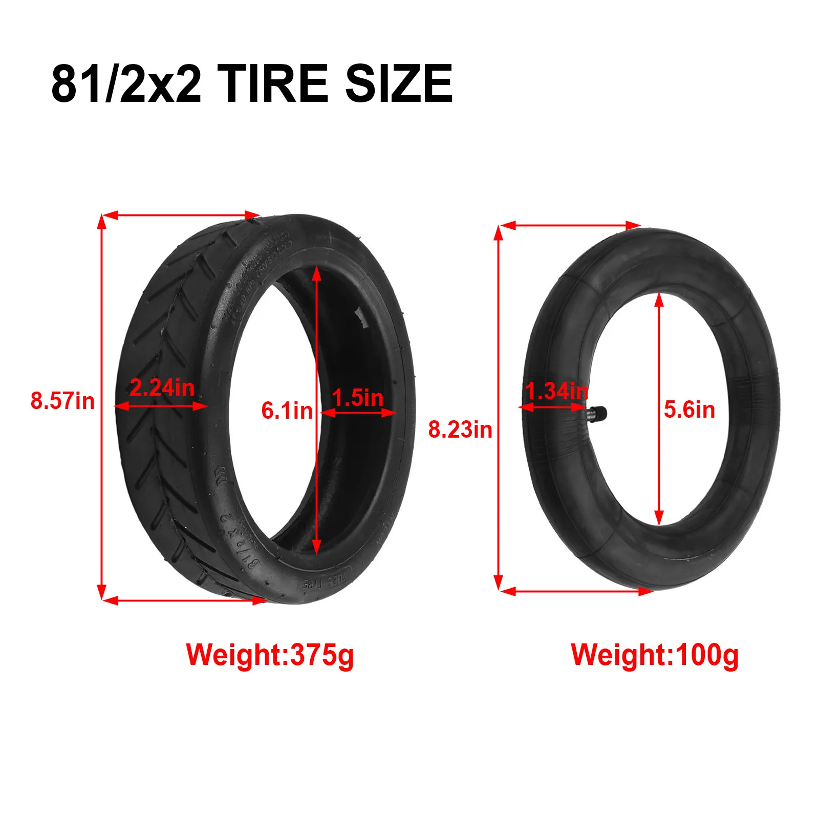 

2022 Новый электрический скутер TireInner Tube 50/75-6,1 шина 8,5 \ "Воздушное заполнение для электрического скутера Сменное колесо
