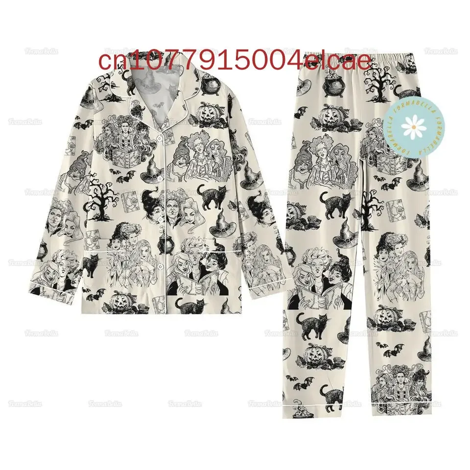 2024 New Disney Halloween Hocus Pocus  Pajama Set Casual Men's and Women's Long Sleeve Shirt Pajama Set 2