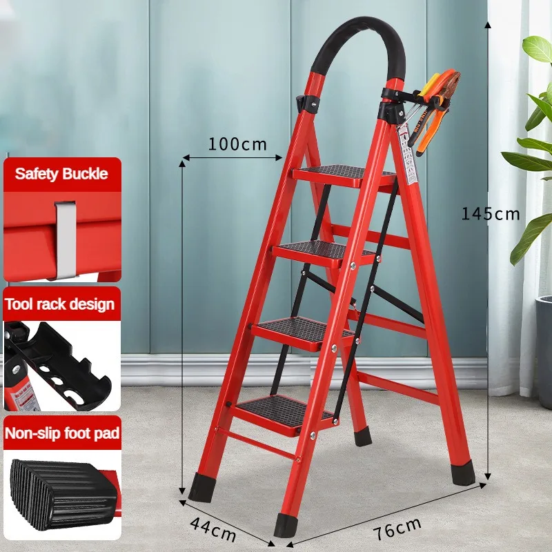 Aluminum Ladder Portable Stairs for Home Herringbone Folding Step Ladder Household Folding Kitchen Step Stools