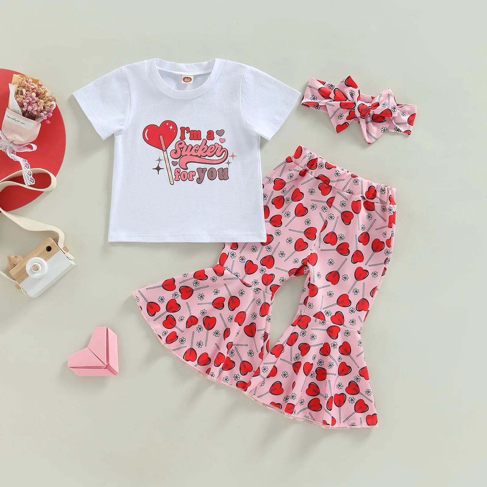 Citgeett Summer Valentine's Day Kid Girls Pants Set Letters Print T ...