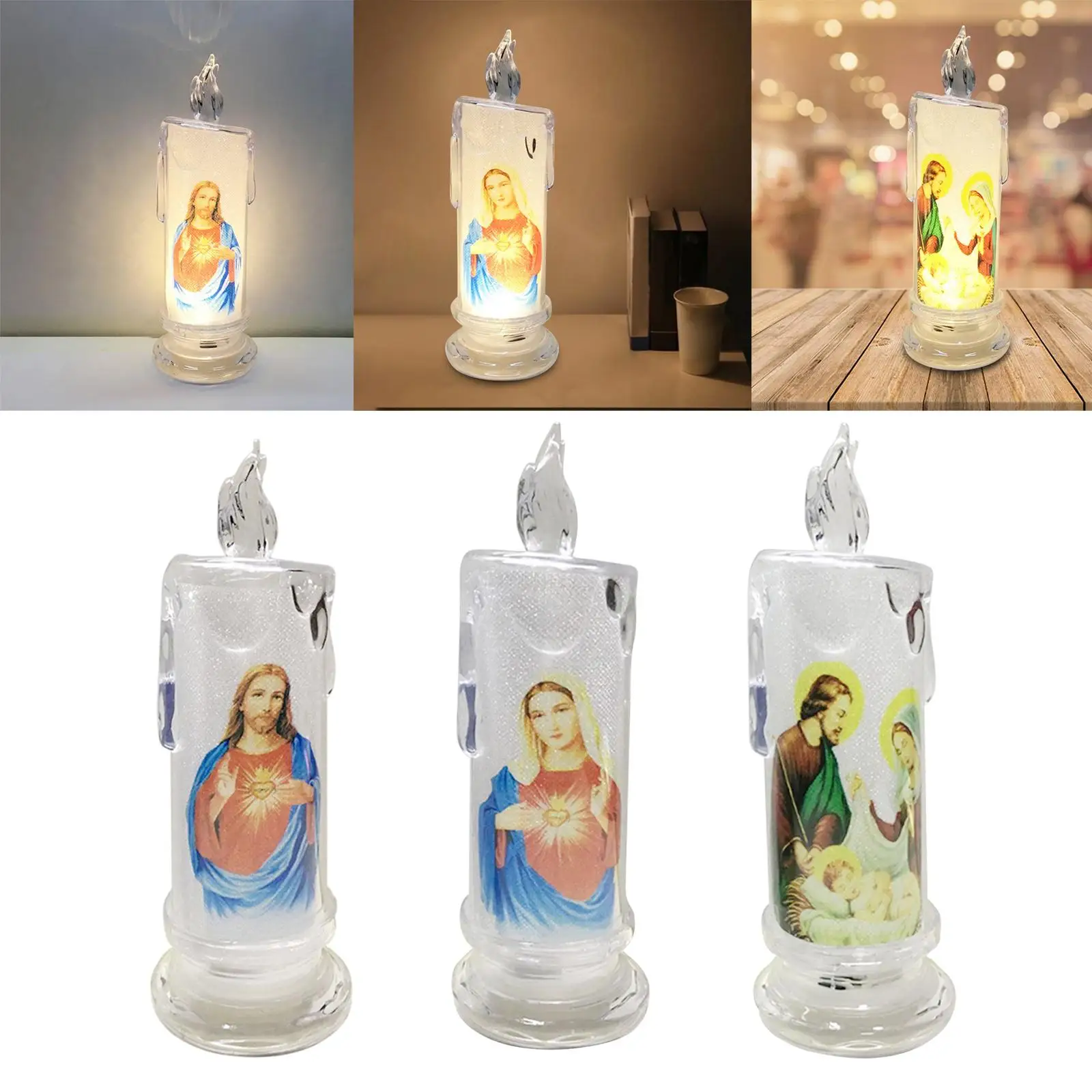 Jésus Vierge Christ Lampe bougie Romantique Tealight Électronique S
