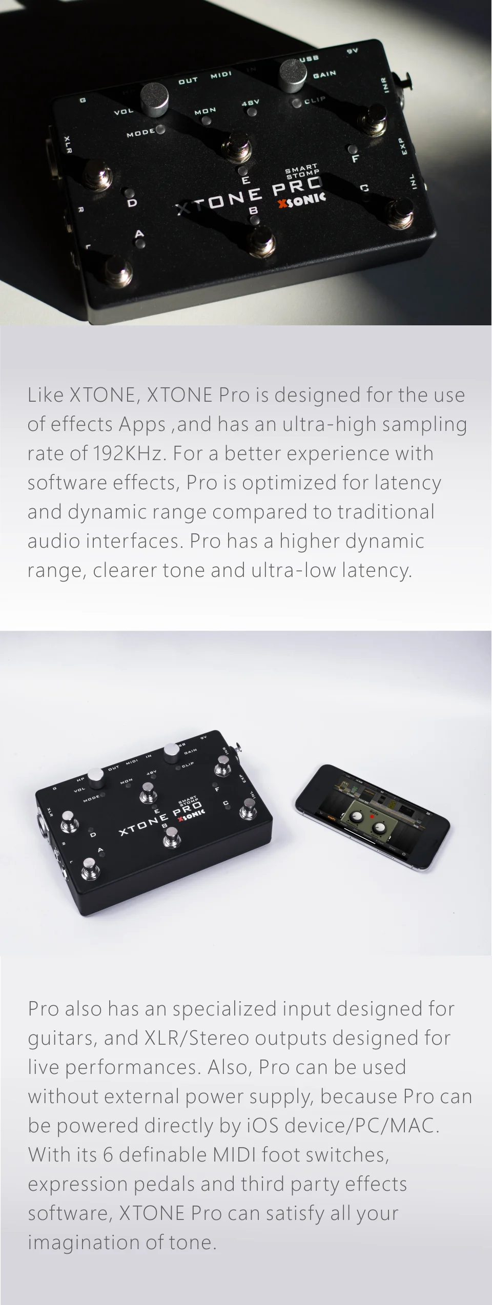 XTONE PRO 192K Professional Mobile Audio Interface With MIDI