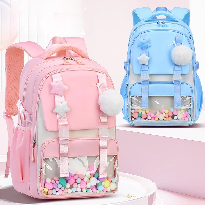 New Children School Bags for Primary School Grade 1-5 Students Backpacks Orthopedic Waterproof Bookbag Kids Girls Backpack 1
