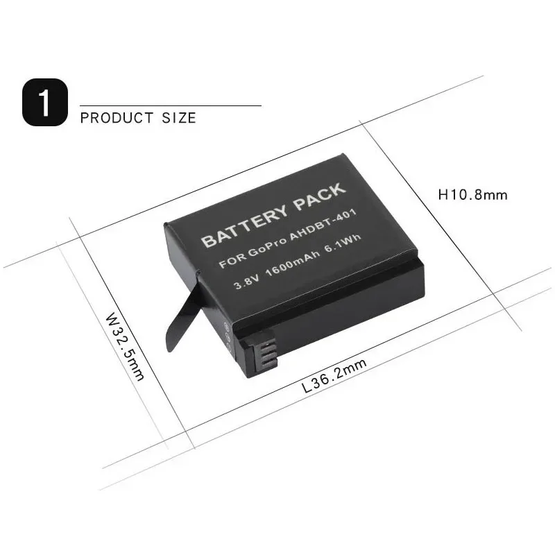 Batteries pour GoPro Hero 12/11/10/9, Lot de 1 à 5, Autonomie Longue Durée