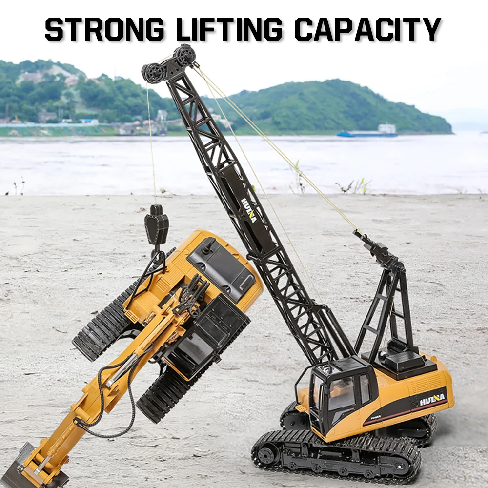 HUINA 572 1:14 RC Truck Crane 15 Channels Metal Alloy Tractor Engineering Car 2.4GHz Remote Controlled RC Crane Toys for Boys 2