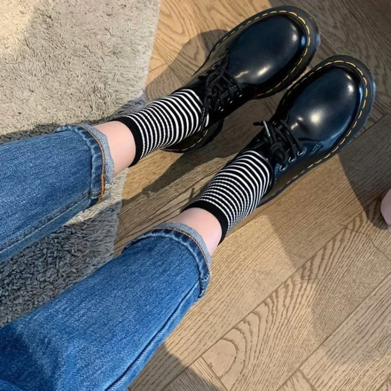 Leisure Pumps for Women Lace Up Pu Hoof High Heels Round Toe Oxford Shoes for Women Solid Platform Pumps Plus Size Zapatos Mujer 2