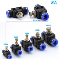 Air Flow Speed Control Valve Tube Water Hose Pneumatic Push In Fittings Throttle Valve SA 4-12mm 5
