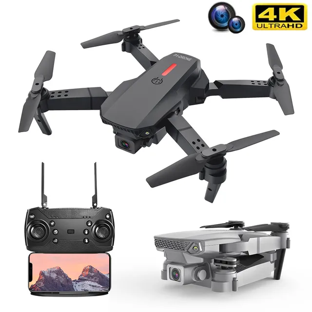 E88 Rc Drone 4K Profesional HD Dual Camera 2.4Ghz Mini Foldable Quadcopter Real-time Transmission Helicopters Gift Toys for Boy 1