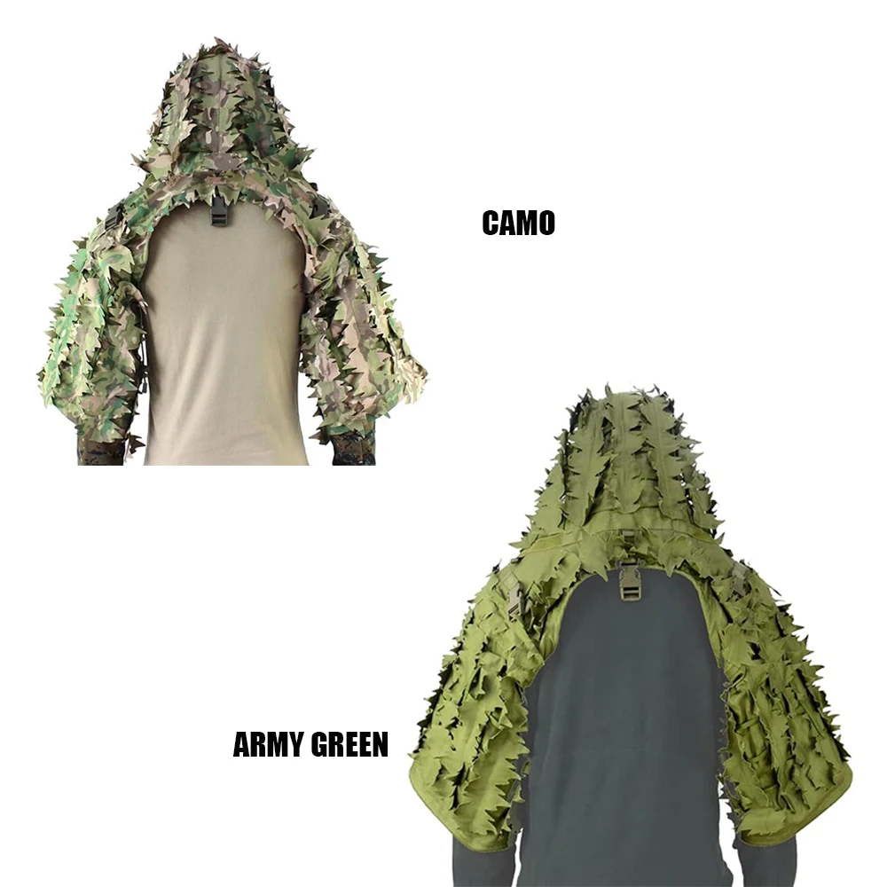 

Breathable Sniper Ghillie Hood with Laser-Cut 3D Leaves, Lightweight Ghillie Suit, Viper Hood for Airsoft, Hunting