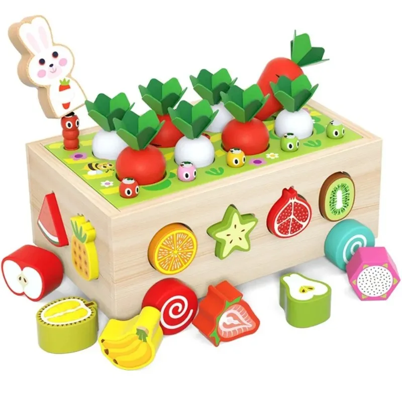

Деревянные Подходящие Игрушки для детей в форме коробок IQ познавательные игрушки с редисом Детские Игрушки для раннего развития ручной работы Монтессори