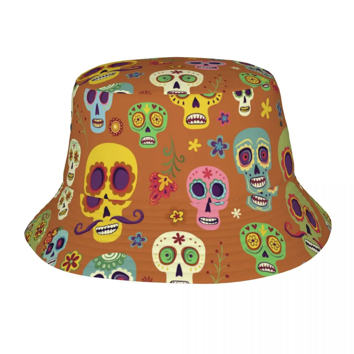 

Mexican Sugar Skulls The Day Of The Dead Unisex Casual Sun Hat Bucket Hat Bob Hip Hop Cap Fisherman Hat Panama
