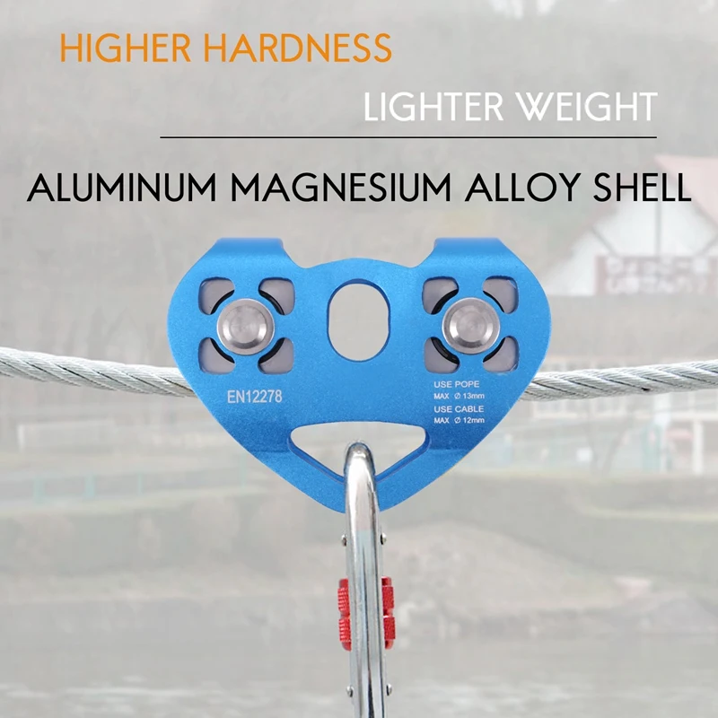 Climbing Pulley Heart-Shape Double Pulley Steel Cable Rope 13Mm 24KN
