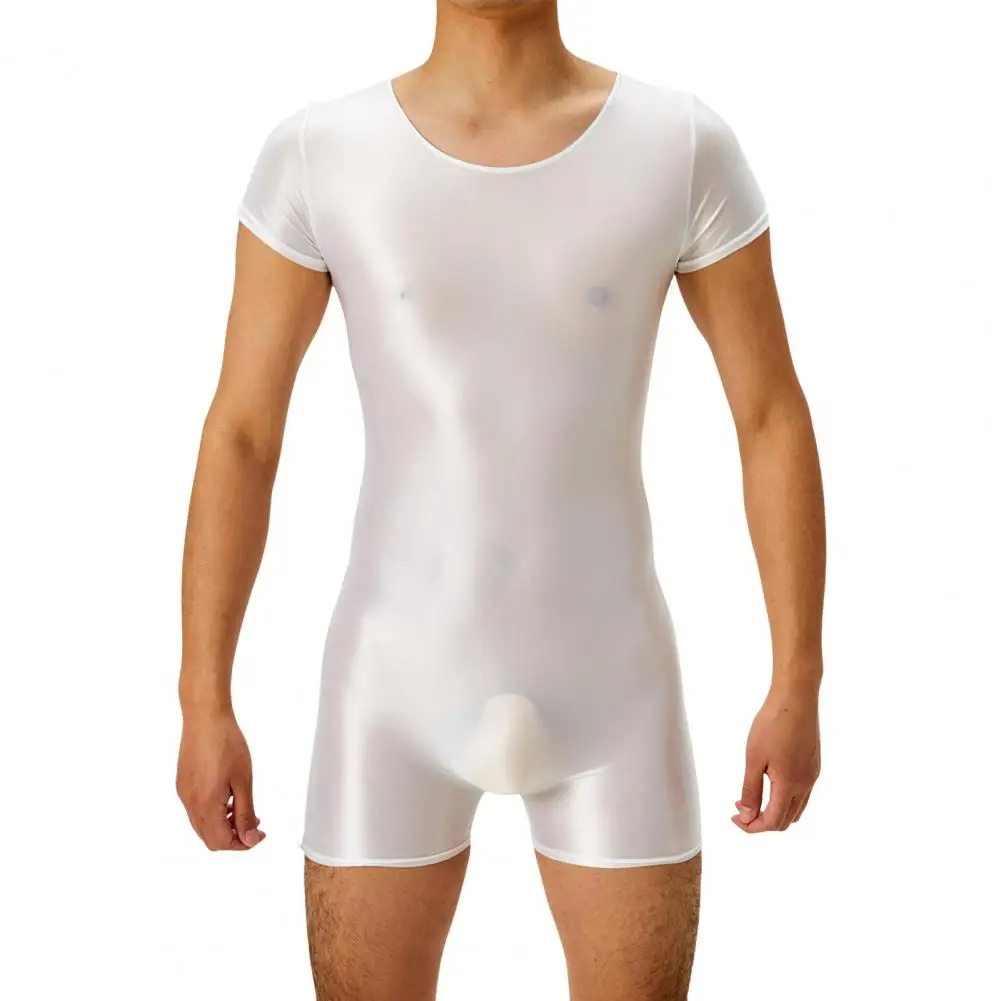 

Мужской Блестящий боди, комбинезон, Цельный купальник с коротким рукавом, эластичный комбинезон, одежда для плавания, тренировок, бодибилдинга, фитнеса, спортивная одежда