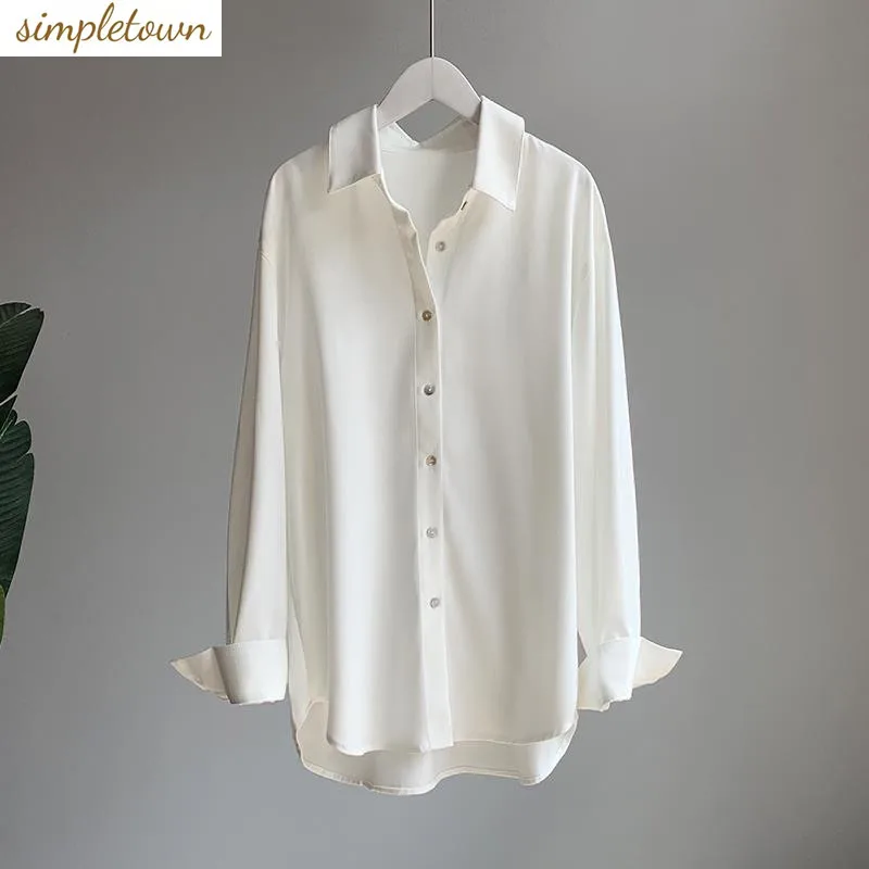 Satin Draped Shirt for Women's Spring and Autumn Retro Hong Kong Style Fashion 2024 New Shirt for Women's Long Sleeves