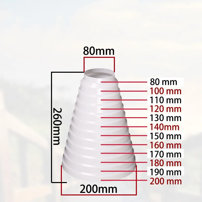 Universal Plastic Exhaust Hose Adapter with Check Valve for Air Ventilation Systems (80-200 mm)