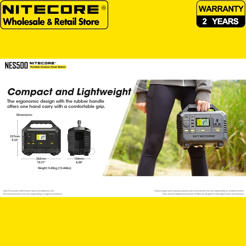 518Wh / 144000mAh High Capacity NITECORE NES500 Portable Outdoor Power Bank Station