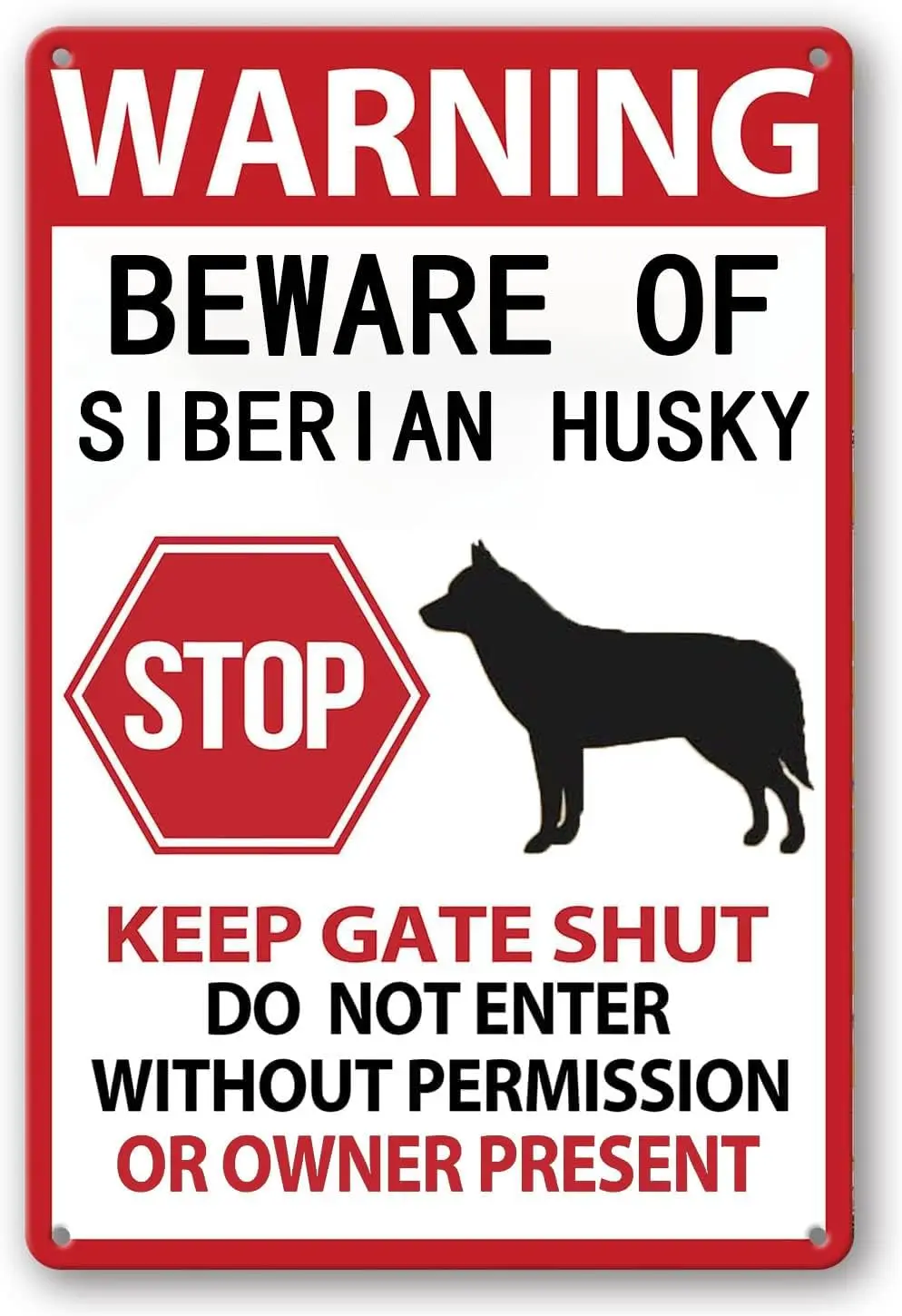 

Vintage Metal Sign Beware of Siberian Husky Metal Tin Sign Aluminum Sign For Home Coffee Bar Wall Decor 8x12 inch