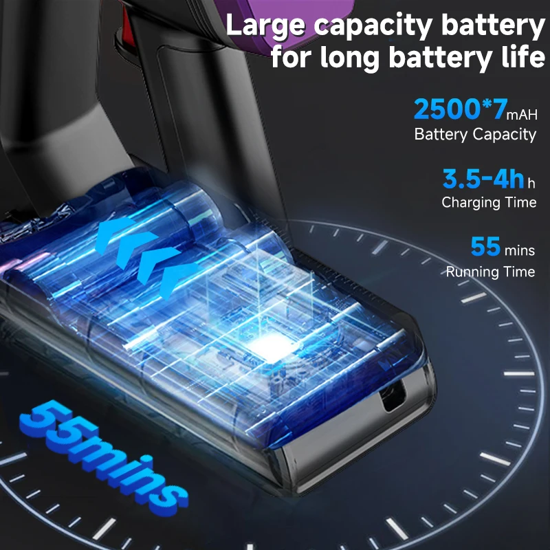 XINSHE 65KPA Cordless Vacuum Cleaner LED touch screen suction