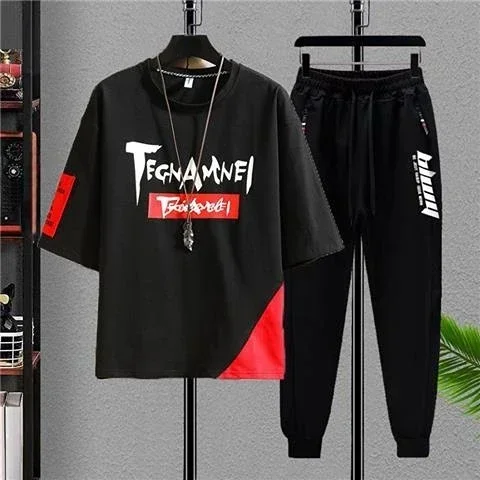 thumbnail image 1 of Ropa para hombre Conjuntos de pantalones con alfabeto Conjunto de chándal para correr 5xl Top de gimnasio Trajes deportivos blancos Camiseta elegante para hombre Marcas originales con estilo Genial, 1 of 5