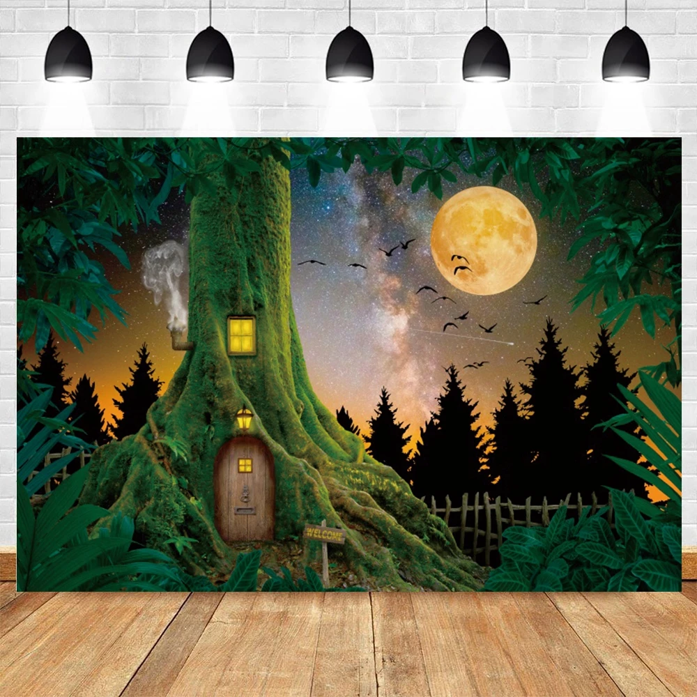 

Dreamy Forest Tree House Birthday Backdrop Baby Shower Room Decor Photographic Photography Background For Photo Studio Photozone