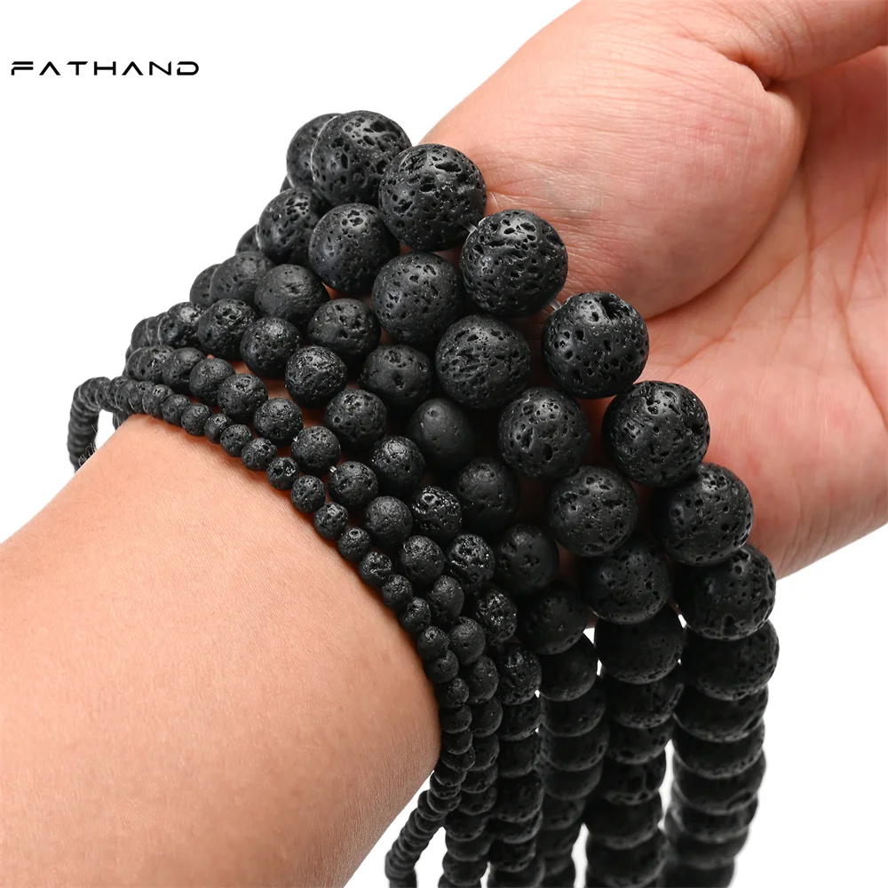 Black Lava Beads Natural Volcanic Rock Stone Beads For Jewelry Making  Handmade DIY Necklace Bracelat 8mm 4/6/10/12mm Loose Bead - AliExpress