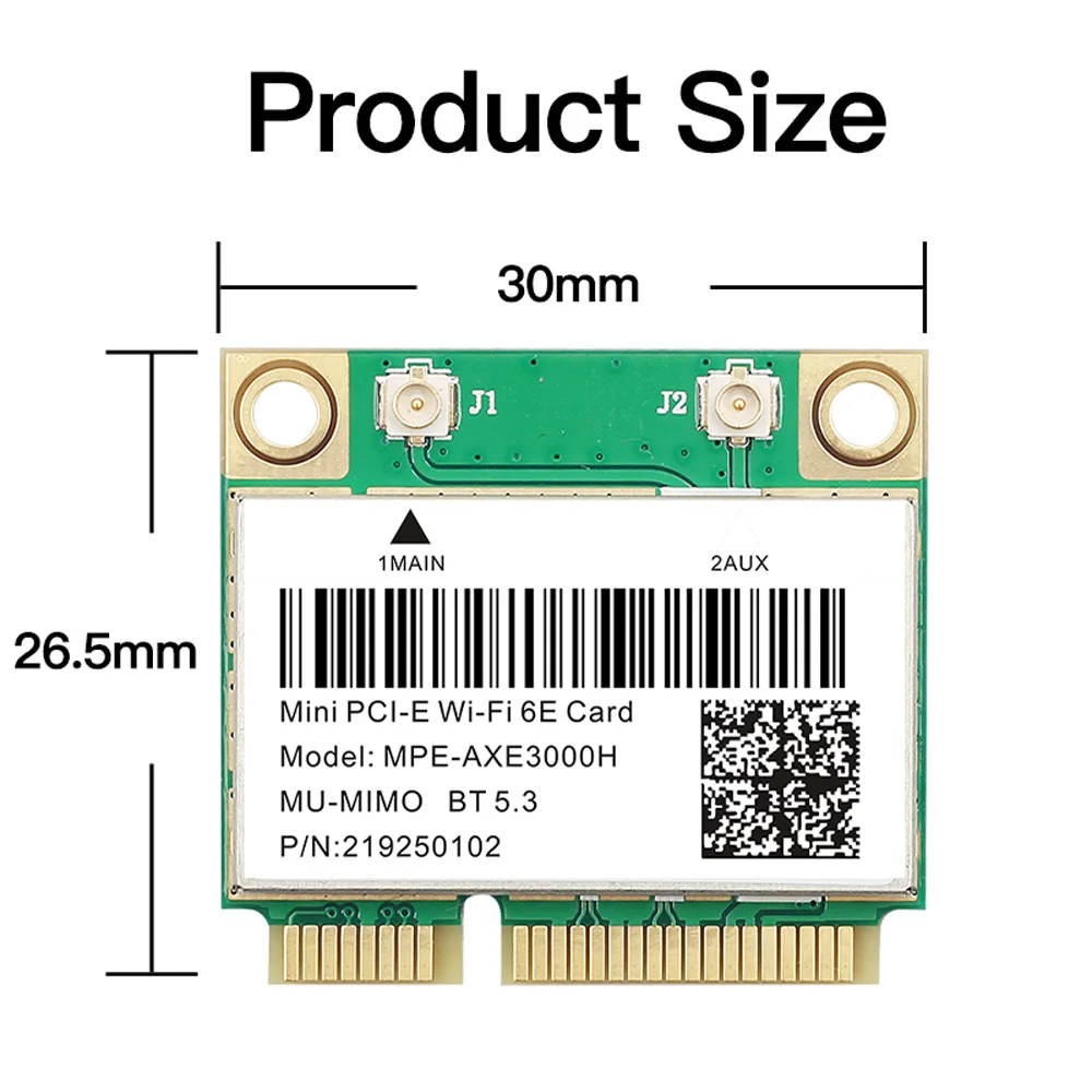 WiFi 6E 5374Mbps Mini PCI-E WiFi Card AX210 BT 5.3 Tri Band 2.4G/5G/6Ghz 802.11AX Wireless Network For Desktop/Laptop Win 10/11