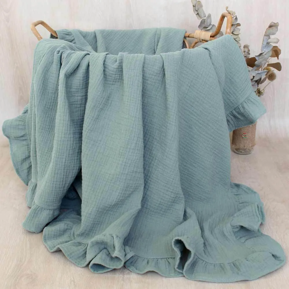 

Детские одеяла муслиновые пеленки для новорожденных с бахромой Двухслойное хлопковое летнее одеяло для кровати детские одеяла для малышей