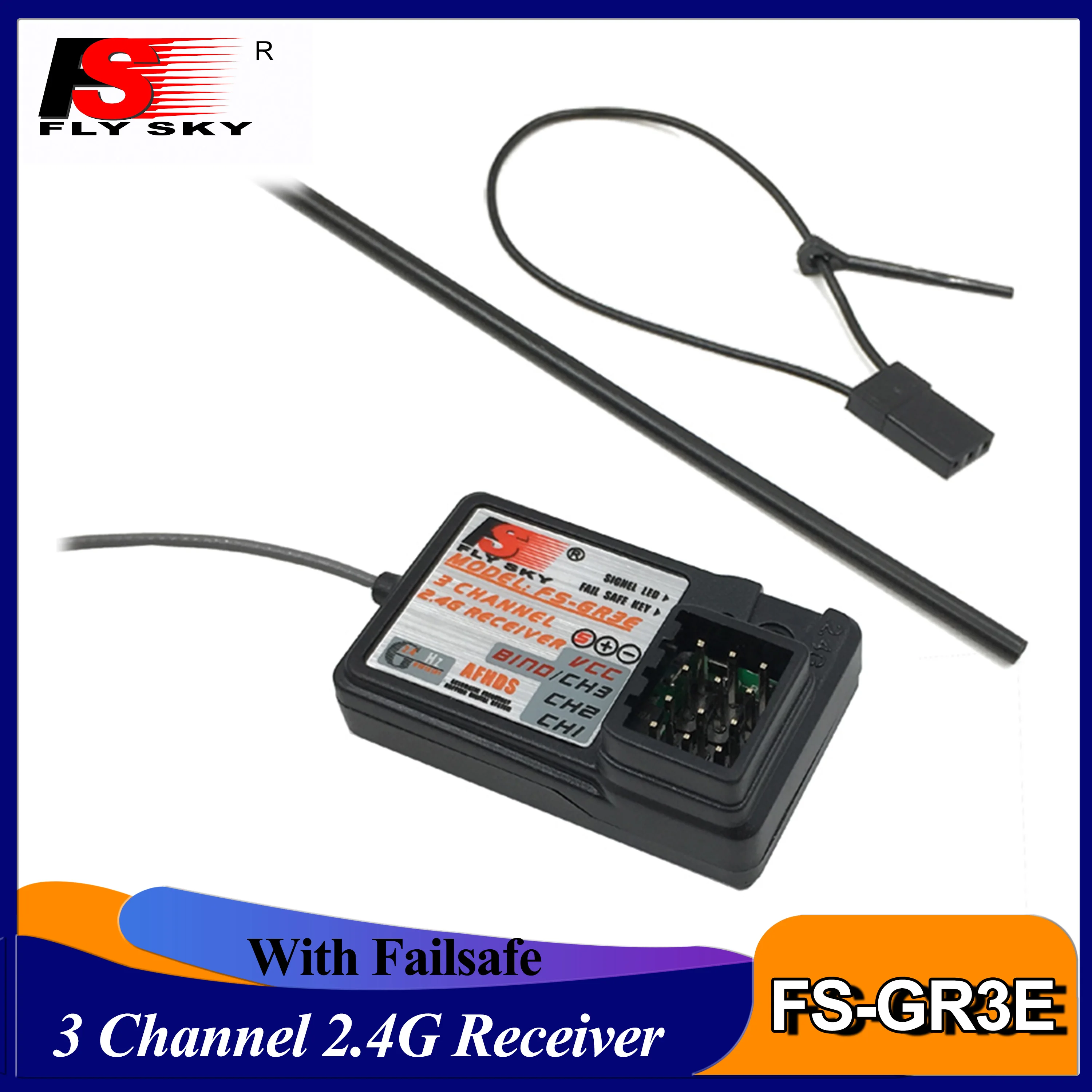 

Flysky FS-GR3E 3 Channel 2.4G GR3E Receiver with Failsafe GT3B GR3C for RC Car Boat Truck GT3 GT2 Transmitter Remote Controller