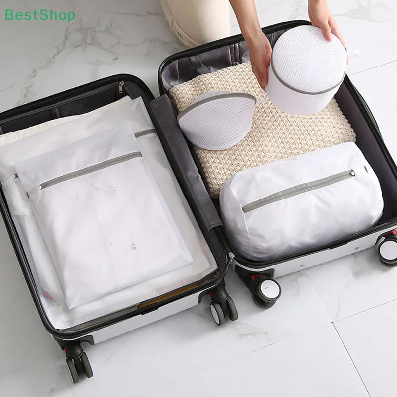 7pcs Fine Net Laundry Bag Clothing Care Washing Machines Dirty Laundry Basket Travel Shoes Mesh Bags Woman Bra Clothes Organizer 3