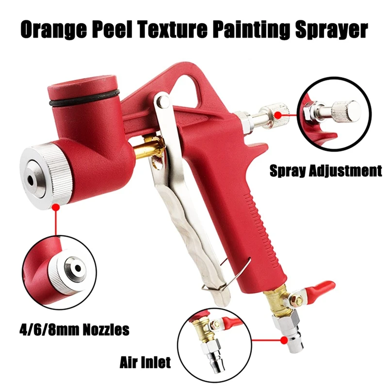 T02C-4/6/8Mm Nozzles Drywall Texture Painting, 1.58 Gallon (6L) Air Hopper With Elbow Hose For Walls Popcorn Ceilings