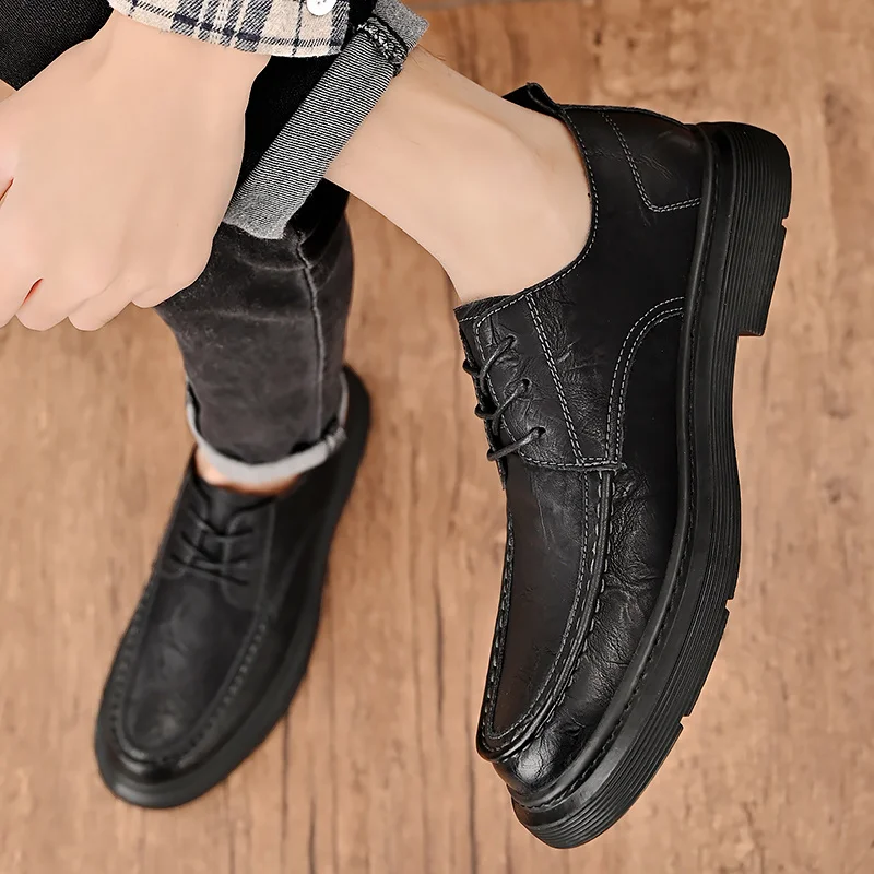 Casual Leather Shoes for Men Slip Comfy Lightweight Walking Shoes Lightweight _voghion.com