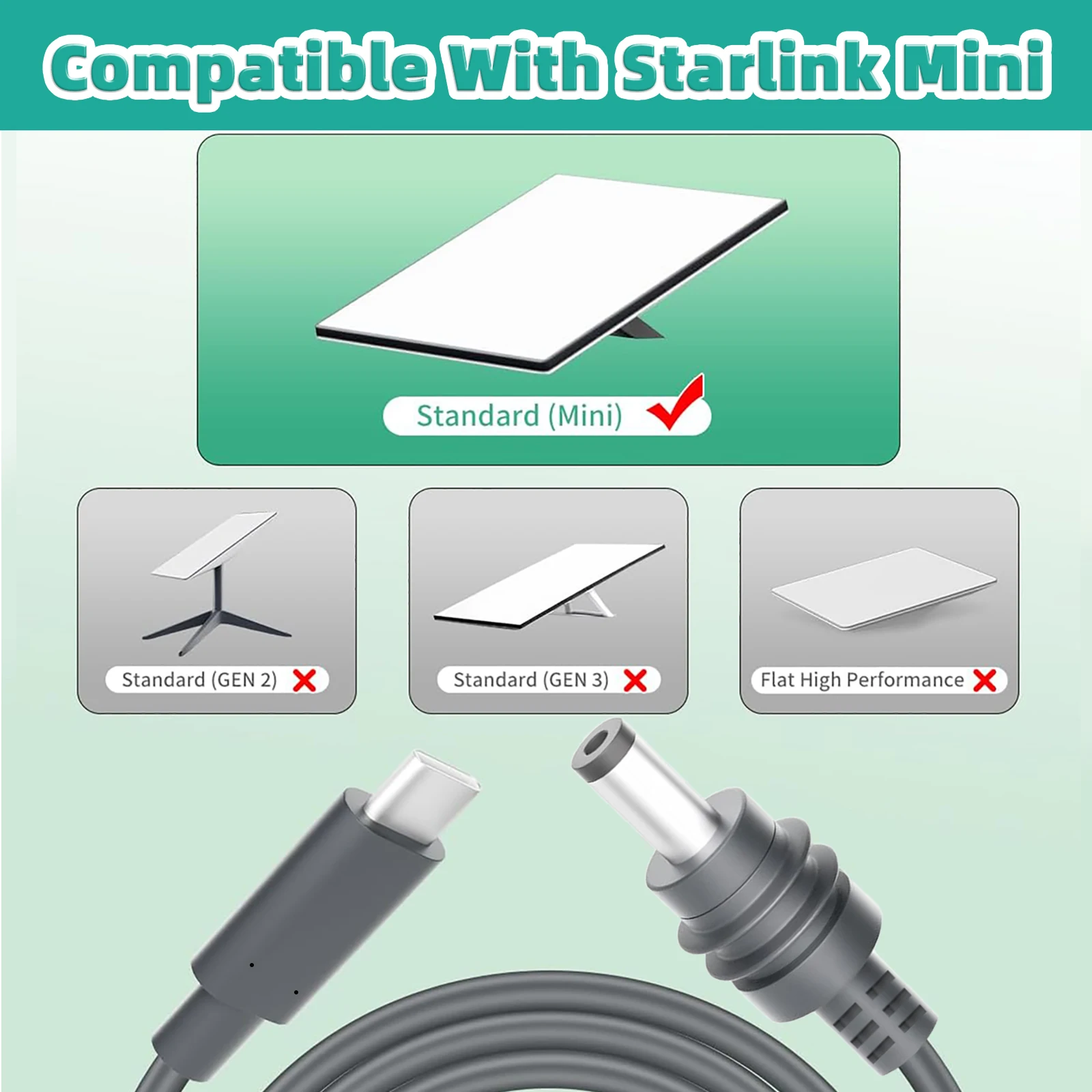 Starlink 미니 USB C-DC 전원 코드 - PD 20V Type-C 입력-DC 수 출력 방수, 65W + PD 20V 프로토콜과 호환 가능