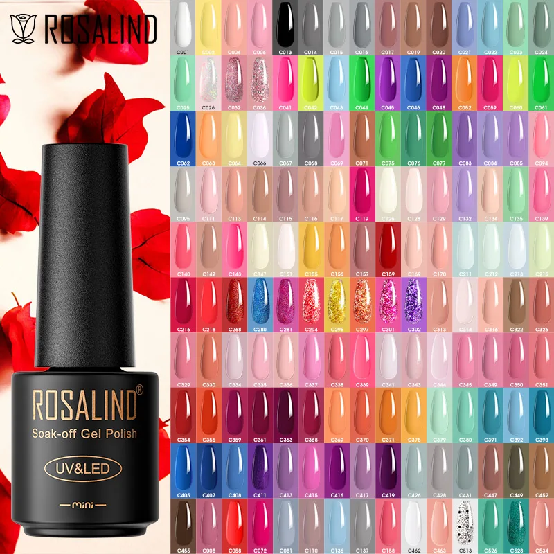 

ROSALIND Crackle Gel Nail Lacquer Gel For UV Varnish Hybrid Semi Permanent Base Top Coat Nail Art Pure Color Cracked Nail Polish