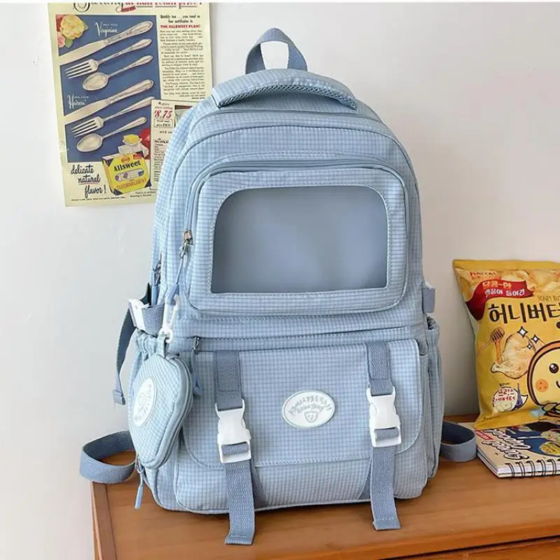2024 New Ita Backpack High-capacity Canvas School Bag Transparent Preppy Style Girls Rucksack Teenage Display Bolsa Mujer Сумка 4