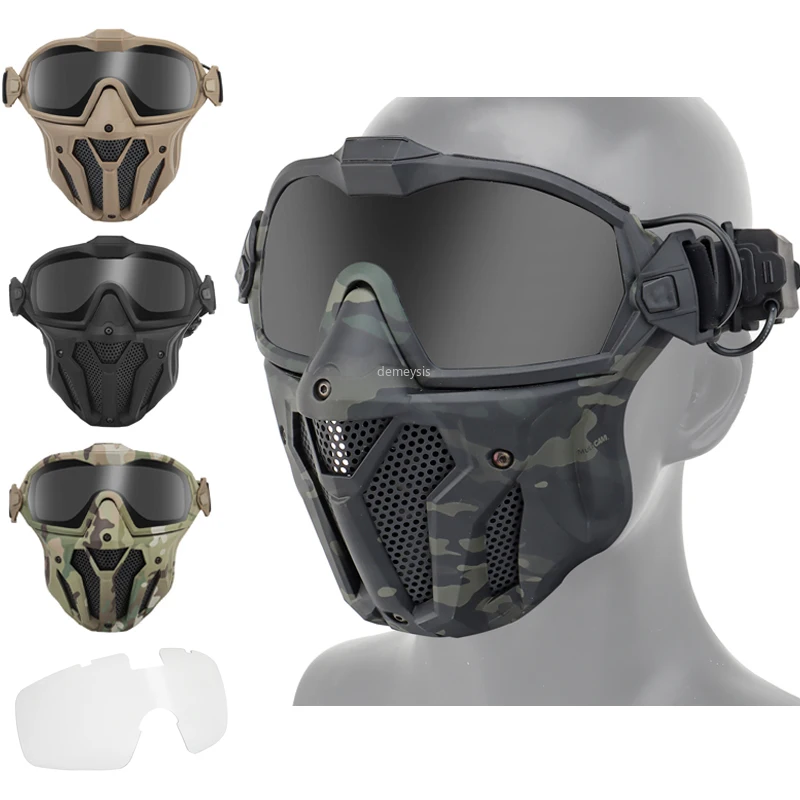 Maschera softair occhiali staccabili con ventola antiappannamento Paintball  tattico maschera protettiva a pieno facciale maschere CS maschere -  AliExpress