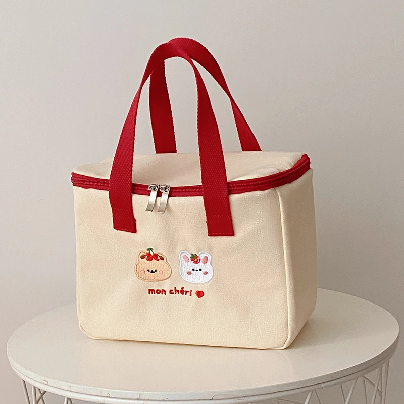 Lunch Bag Women Cute Insulated Canvas Cooler Aluminium Foil Thermal Food Box Family School Picnic Dinner Container