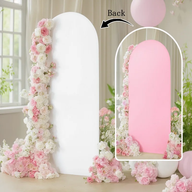1PCS White Pink color Two sides available Wedding Arch Stands Cover,Size 6FT 6.6FT 7.2FT,Party background cloth,Wedding props