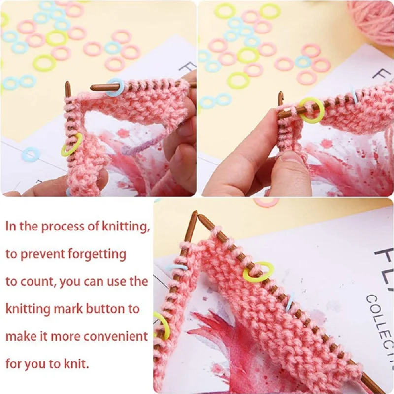 Knitting Stitch Markers Rings 180/220Pcs Colorful Knitting Crochet Locking Rings with Portable Storage Box for Sewing Handcrafts