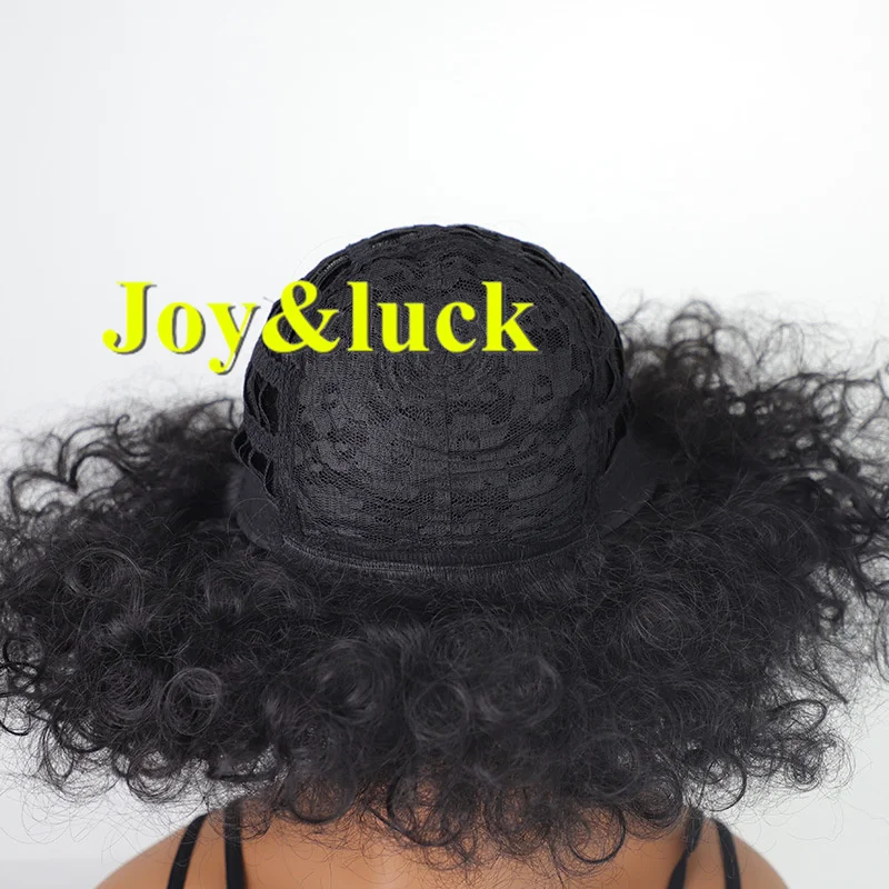 Synthetic Wigs  Cosplay Short  Curly  Black With  Bangs  Women Wig Afro  Kinky  Fluffy Female Curls Hair - 5