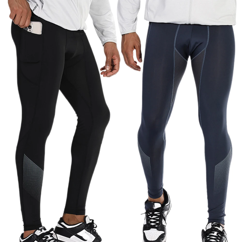 

Модные мужские спортивные брюки для бега, одежда для спортзала, Колготки с боковыми карманами, быстросохнущая Спортивная одежда для фитнеса и бодибилдинга