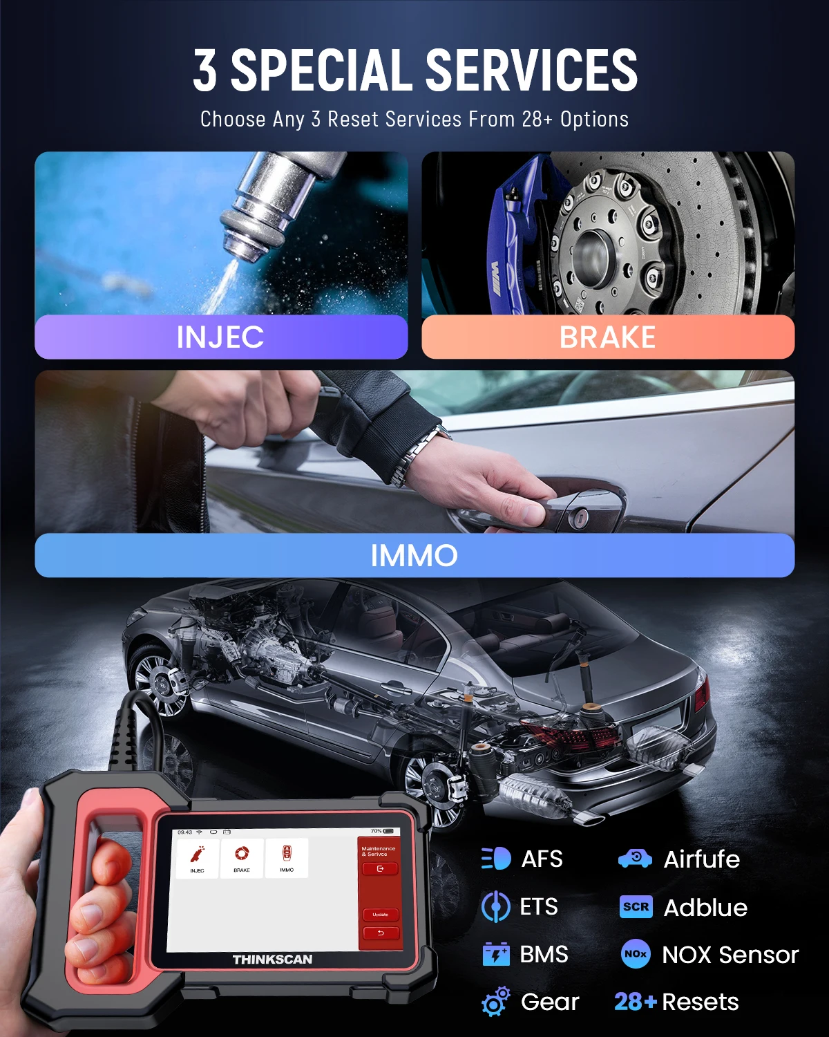 THINKCAR Thinkscan Plus S4 OBD2 ĳ, ABS, SRS, ECM, TCM, BCM ý Ȯ, ڵ Obd 2  ڵ , 3 缳 